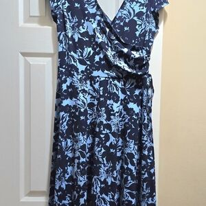 Floral Blue Wrap Dress